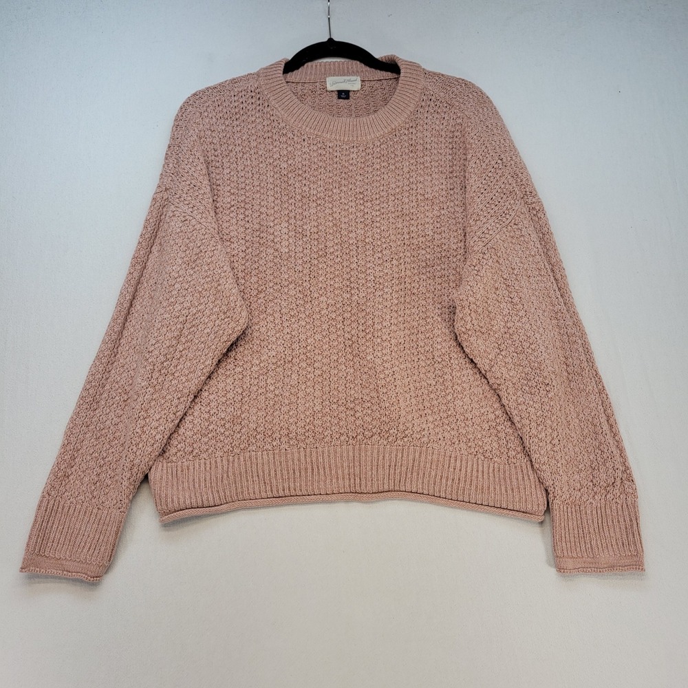 Universal Thread Sweater Women XL Pink Waffle Textured Knit Long Sleeve Pullover